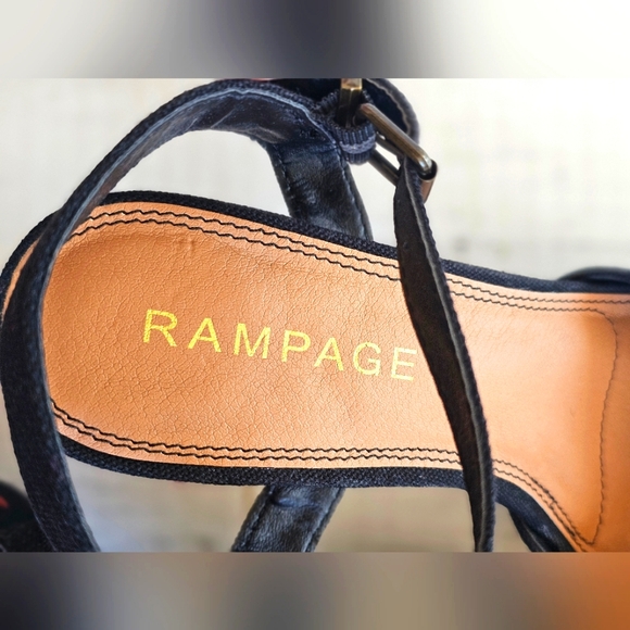 Rampage Black Colorful Beaded Embroidered Chunky Block Heels Western Boho - Picture 7 of 16